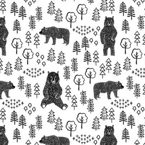 woodland bear fabric, bear wallpaper, nursery wallpaper, cute bear wallpaper, bear design, nursery fabric by the yard, nursery fabric, andrea lauren fabric - black