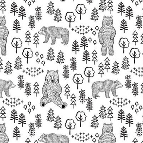 woodland bear fabric, bear wallpaper, nursery wallpaper, cute bear wallpaper, bear design, nursery fabric by the yard, nursery fabric, andrea lauren fabric - bw