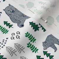 woodland bear fabric, bear wallpaper, nursery wallpaper, cute bear wallpaper, bear design, nursery fabric by the yard, nursery fabric, andrea lauren fabric - navy and green