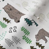 woodland bear fabric, bear wallpaper, nursery wallpaper, cute bear wallpaper, bear design, nursery fabric by the yard, nursery fabric, andrea lauren fabric - multi