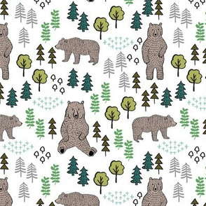woodland bear fabric, bear wallpaper, nursery wallpaper, cute bear wallpaper, bear design, nursery fabric by the yard, nursery fabric, andrea lauren fabric - multi
