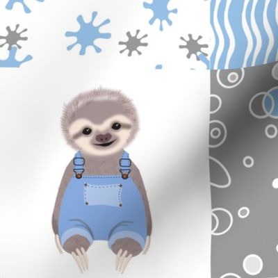 lil sloth in blue quilt