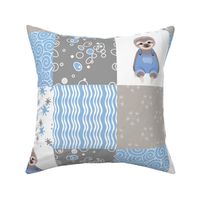 lil sloth in blue quilt