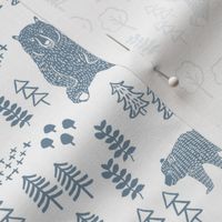 woodland bear fabric, bear wallpaper, nursery wallpaper, cute bear wallpaper, bear design, nursery fabric by the yard, nursery fabric, andrea lauren fabric - blue