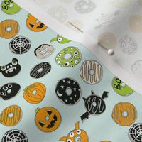 MINI - halloween donut fabric  // fall autumn food cute spooky scary halloween design by andrea lauren - mint
