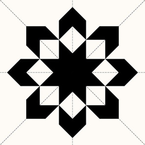 West Virginia Star Graphic Quilt: Black & Cream Cheater Quilt