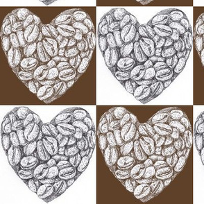 I love pen and ink Coffee Beans Checkerboard