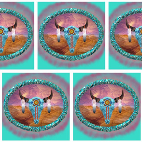 Native American Skull Oval Blocks