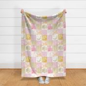 I Love You to the Moon and Back Wholecloth - pink and gold - RO