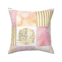 I Love You to the Moon and Back Wholecloth - pink and gold - RO