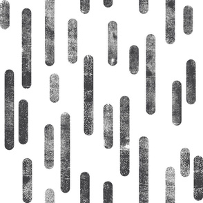 Graphite on White | Large Scale Inky Rounded Lines Pattern