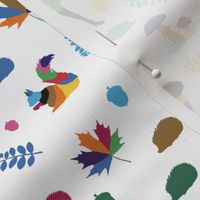 colorful striped woodland animals on white background | small