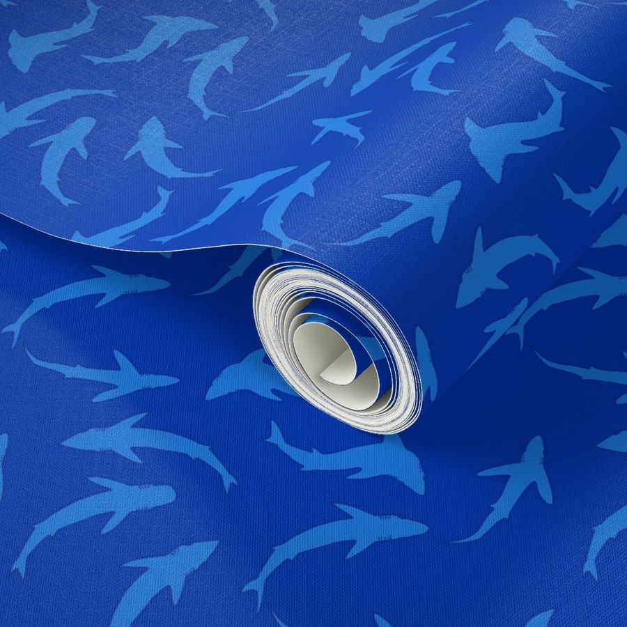 Abstract Blue Scattered Shark School