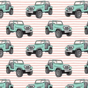 jeeps - mint on pink stripes