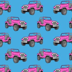 jeeps - pink on blue