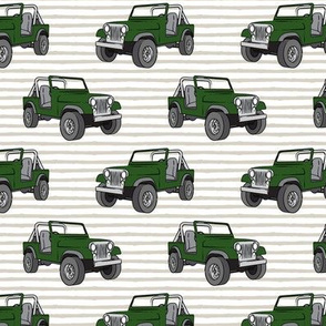 jeeps - green on beige stripes