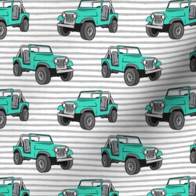 jeeps - bright mint on stripes