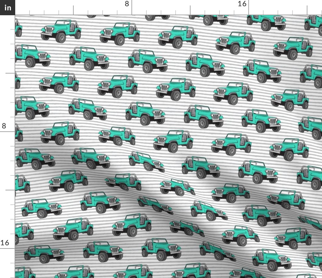 jeeps - bright mint on stripes