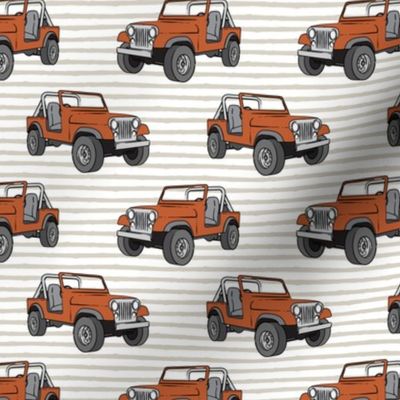 jeep - rust orange on beige stripes