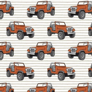 jeep - rust orange on beige stripes