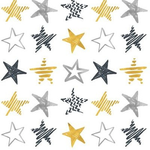 Christmas stars silver and gold 