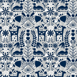 Nordic Small Wallpaper Navy and Grey