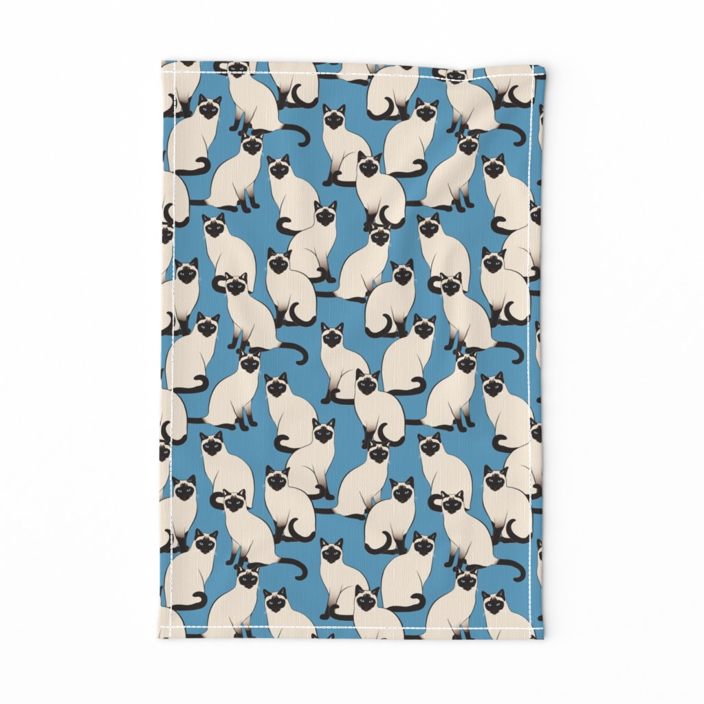 Siamese Cats Crowd on blue (Large scale)