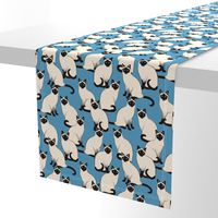 Siamese Cats Crowd on blue (Large scale)