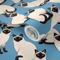 Siamese Cats Crowd on blue (Large scale)