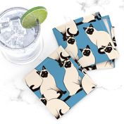 Siamese Cats Crowd on blue (Large scale)