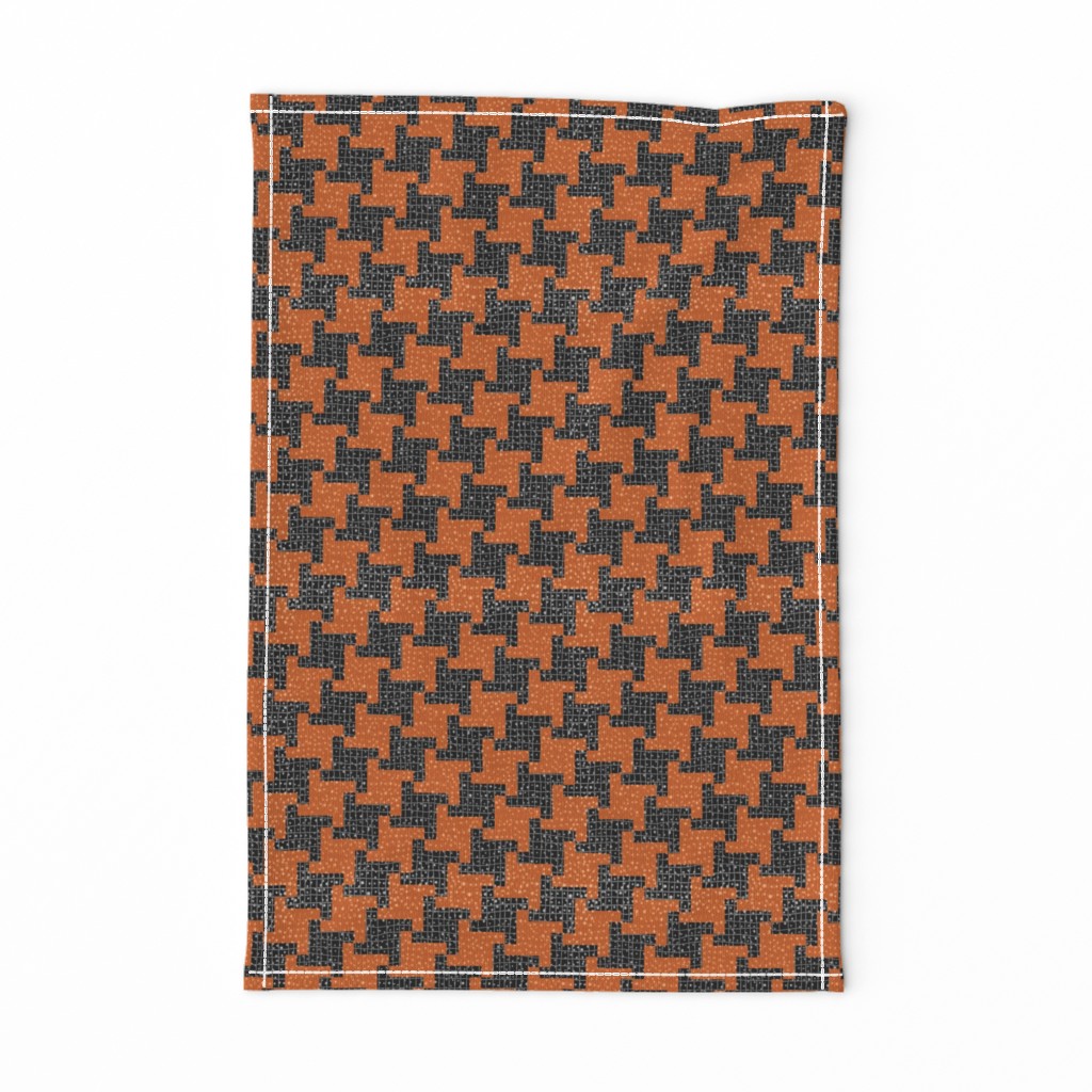 Black and Orange Diagonal Halloween Houndstooth Plaid