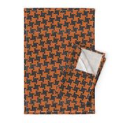 Black and Orange Diagonal Halloween Houndstooth Plaid