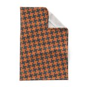 Black and Orange Diagonal Halloween Houndstooth Plaid