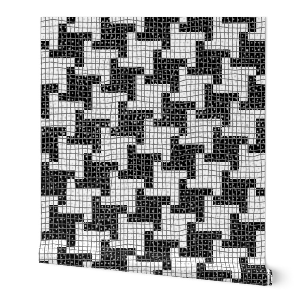 Black and White Diagonal Houndstooth Plaid