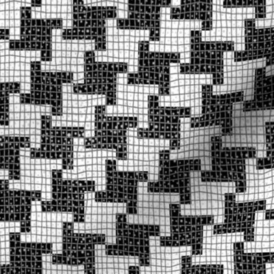 Black and White Diagonal Houndstooth Plaid