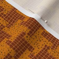 Brown and Orange Diagonal Halloween Houndstooth Plaid