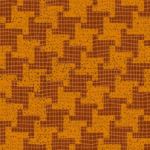 Brown and Orange Diagonal Halloween Houndstooth Plaid