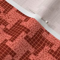 Red and Pink Diagonal Houndstooth Plaid