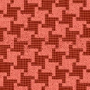 Red and Pink Diagonal Houndstooth Plaid