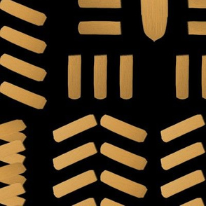 Black and Gold Tribal Paint Strokes