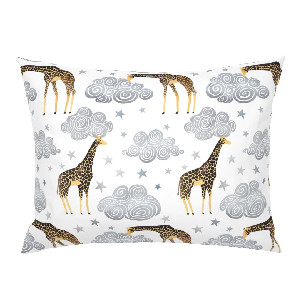 Giraffes clouds and stars