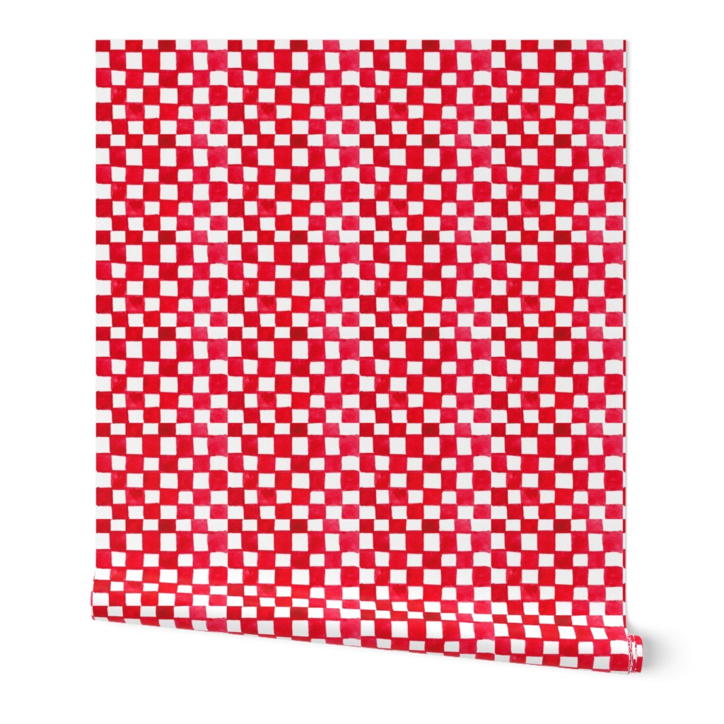 Imperfect Checkered Squares in Red 