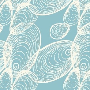  Shells Design in Coastal Blue and Cream (small print)
