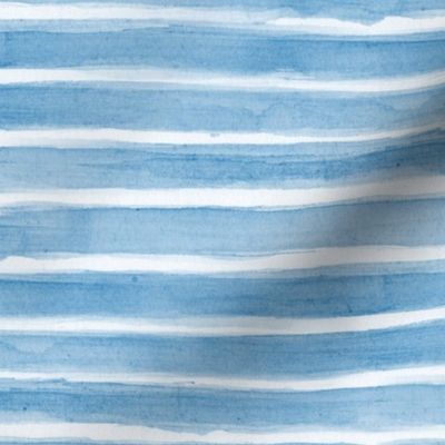 Watercolour hand drawn and painted Pastel baby blue nursery ribbon stripes 