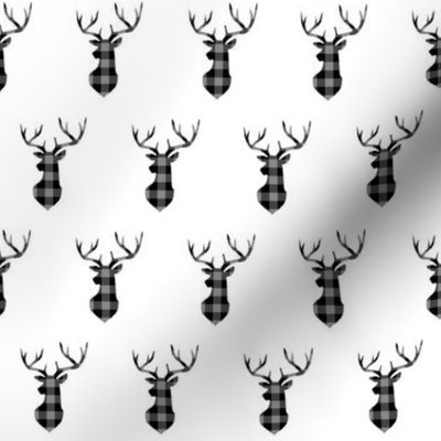 2" Buffalo Plaid Deer Head Pattern | Gray and Black