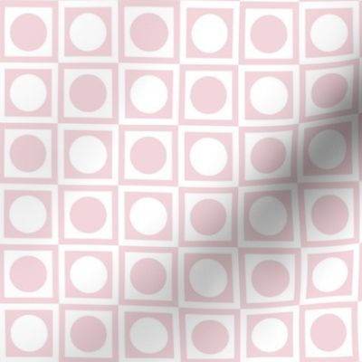 Circles and Squares, Geometric Pattern In Pink and White