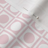 Circles and Squares, Geometric Pattern In Pink and White
