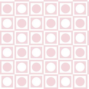 Circles and Squares, Geometric Pattern In Pink and White