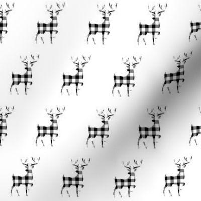 2" Buffalo Plaid Reindeer Silhouette Pattern | Black and White Collection