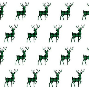 2" Buffalo Plaid Reindeer Silhouette Pattern | Green and Black